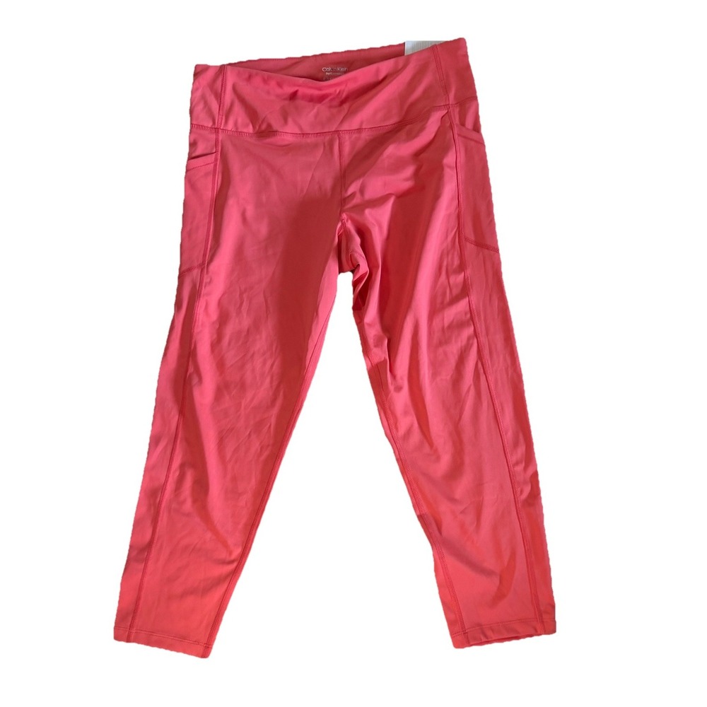 Calvin Klein NWT Performance Athletic Wear 7/8 Length Capri Coral Leggings XL